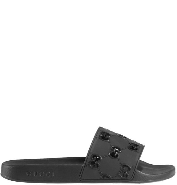  Dép Nam Gucci Rubber GG Slide Sandal 'Black' 