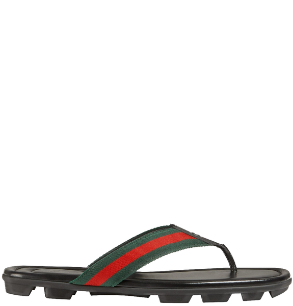  Dép Nam Gucci Web Leather Thong Sandal 'Black' 