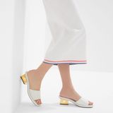  Dép Nữ Fendi Feel Nappa Leather 'White' 