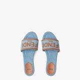  Dép Nữ Fendi Signature Denim 'Light Blue' 
