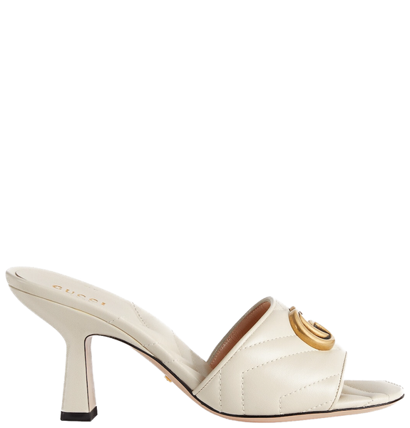  Giày Nữ Gucci Double G Slide Sandal Leather 'White' 