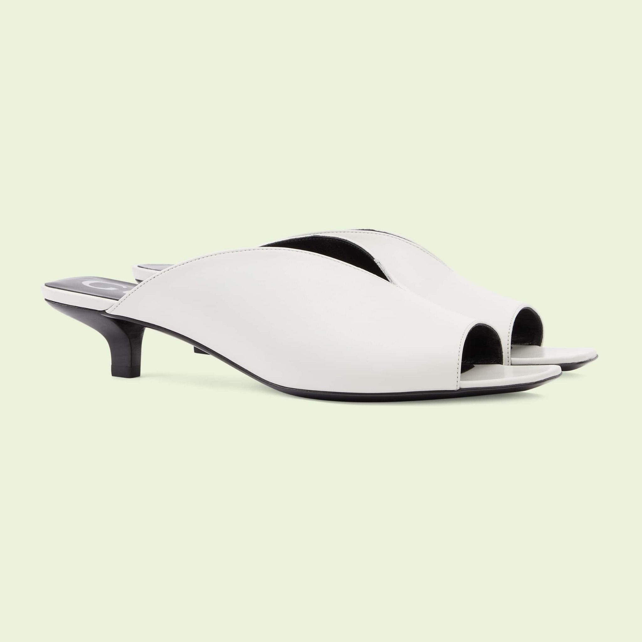 Dép Nữ Gucci Low Heel Sandal Leather 'White' 