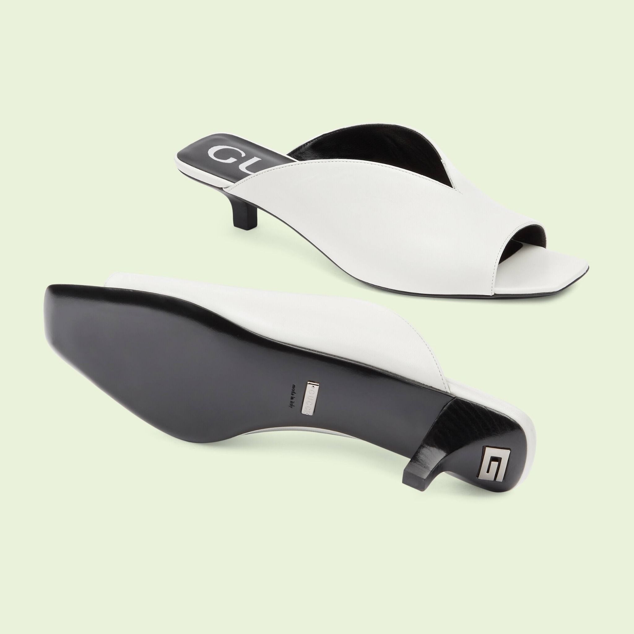  Dép Nữ Gucci Low Heel Sandal Leather 'White' 