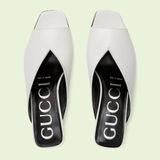  Dép Nữ Gucci Low Heel Sandal Leather 'White' 
