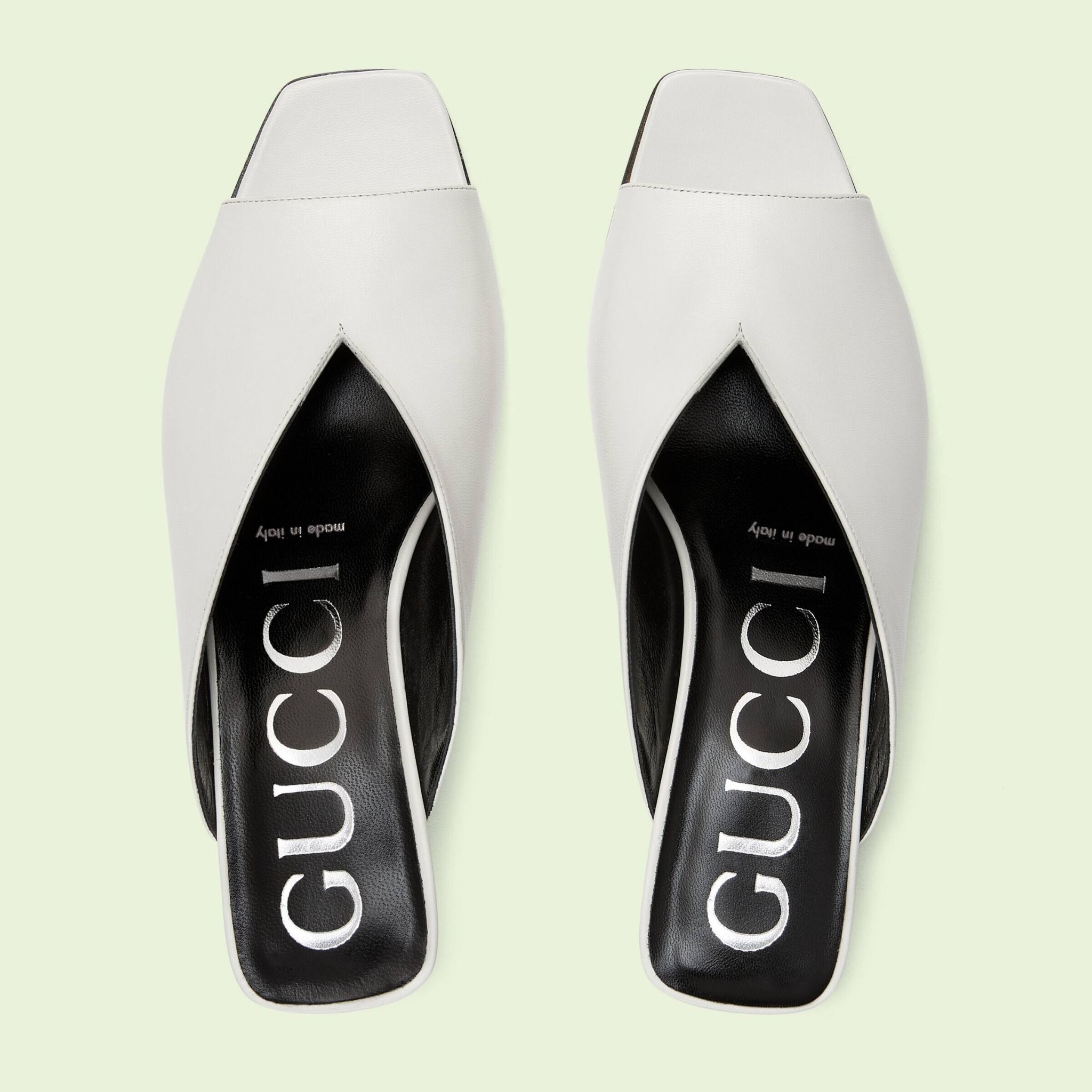  Dép Nữ Gucci Low Heel Sandal Leather 'White' 