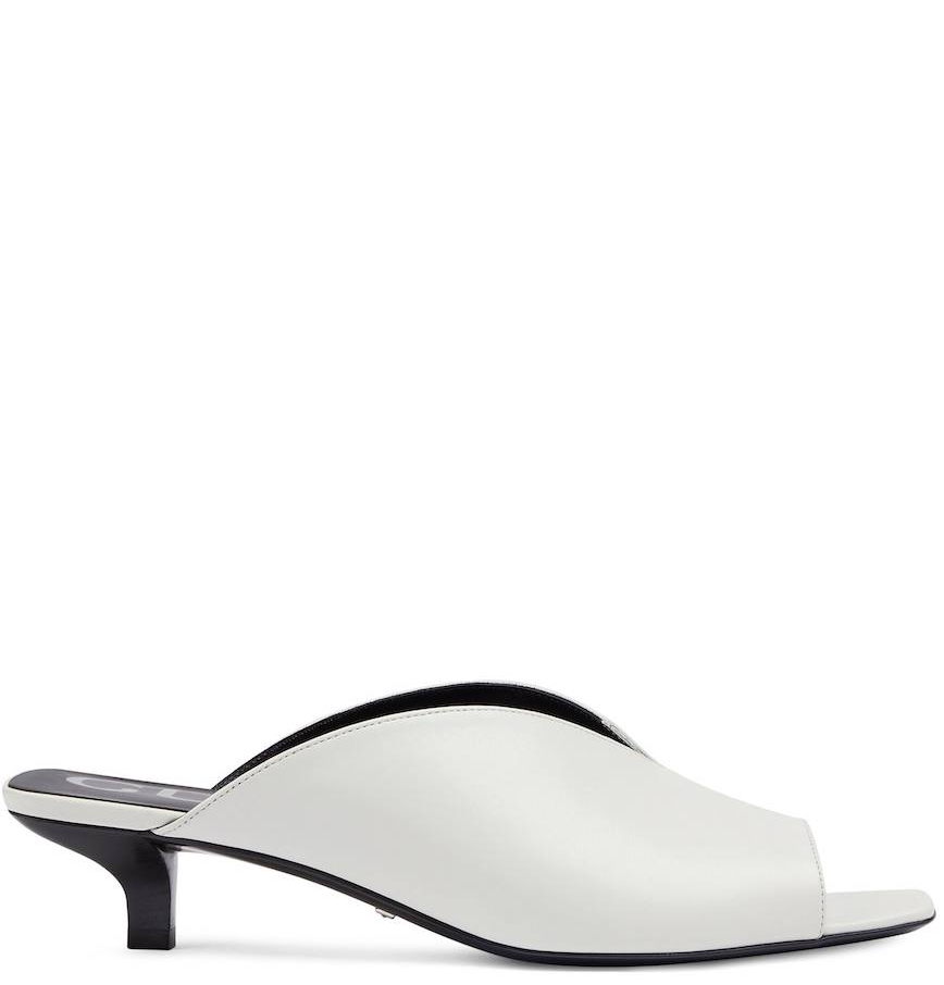  Dép Nữ Gucci Low Heel Sandal Leather 'White' 