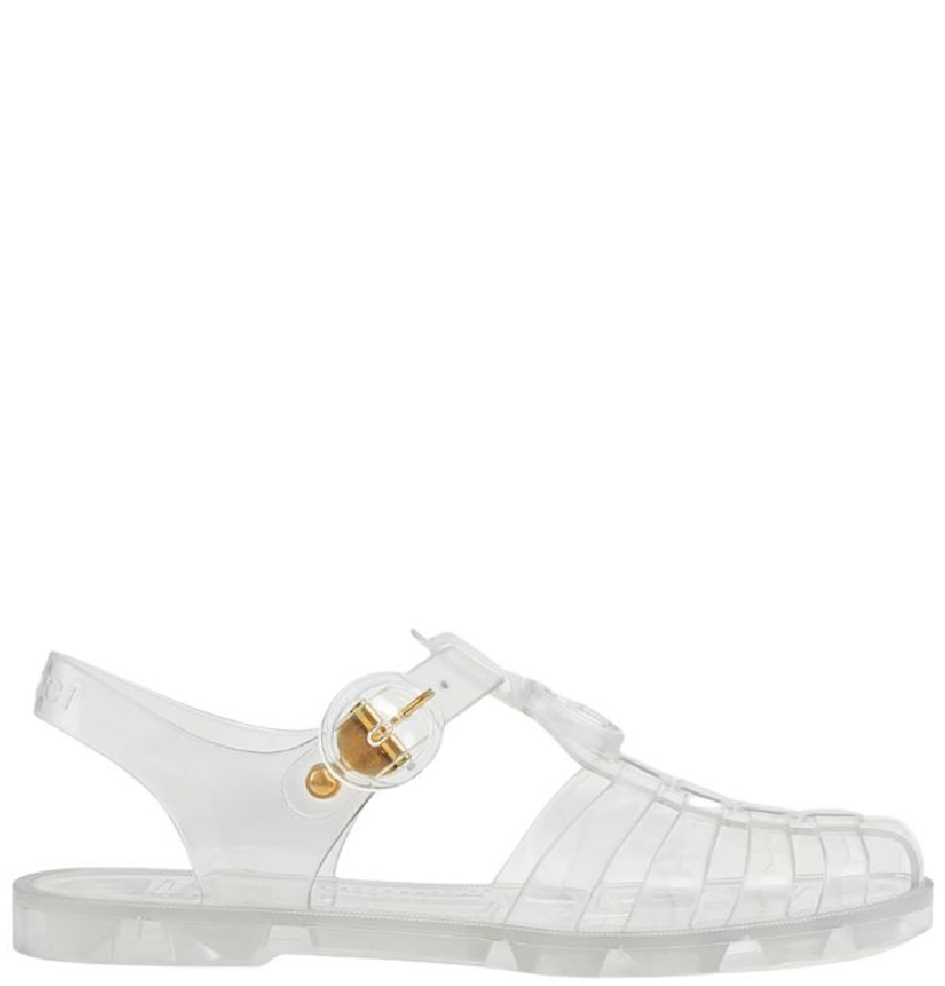  Dép Nữ Gucci Sandal With Double G 'Transparent Rubber' 
