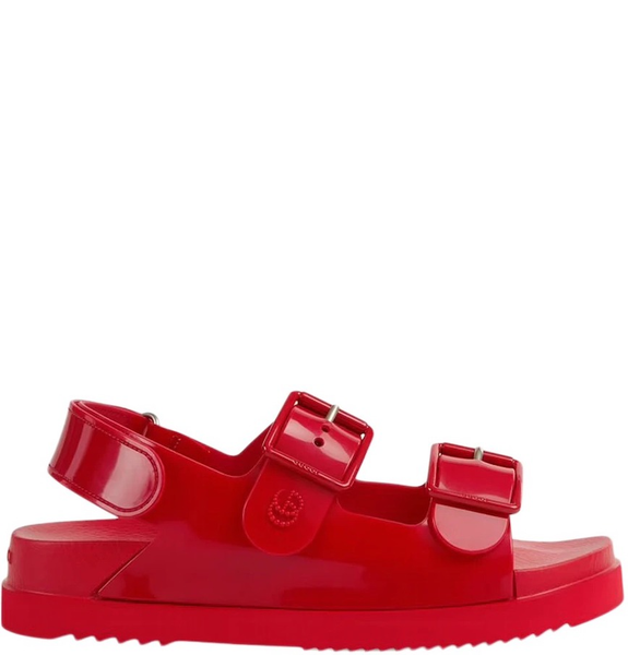  Dép Nữ Gucci Sandal With Mini Double G 'Red Rubber' 
