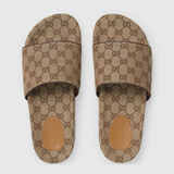  Dép Nam Gucci Canvas Slide Sandals 'Beige' 