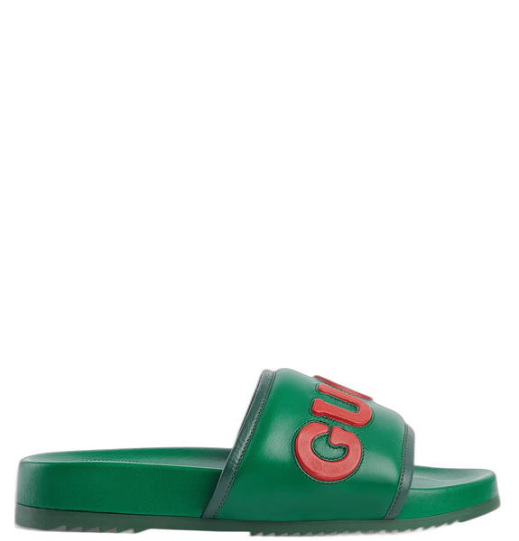  Dép Nam Gucci Slide Sandal Leather 'Green' 
