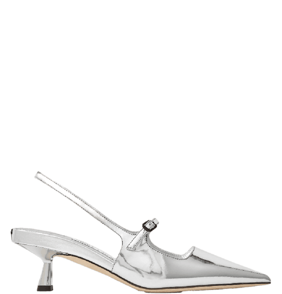  Giày Nữ Jimmy Choo Leather Pointed Pumps 'Silver Liquid' 