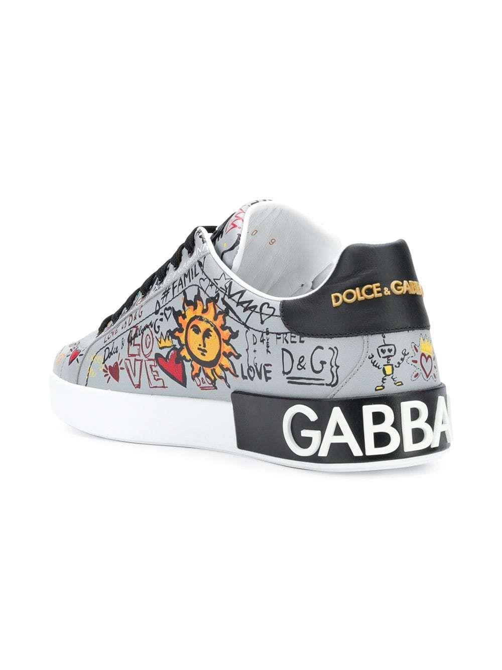  Giày Nam Dolce & Gabbana Portofino In Printed Nappa Calfskin 'Gray' 