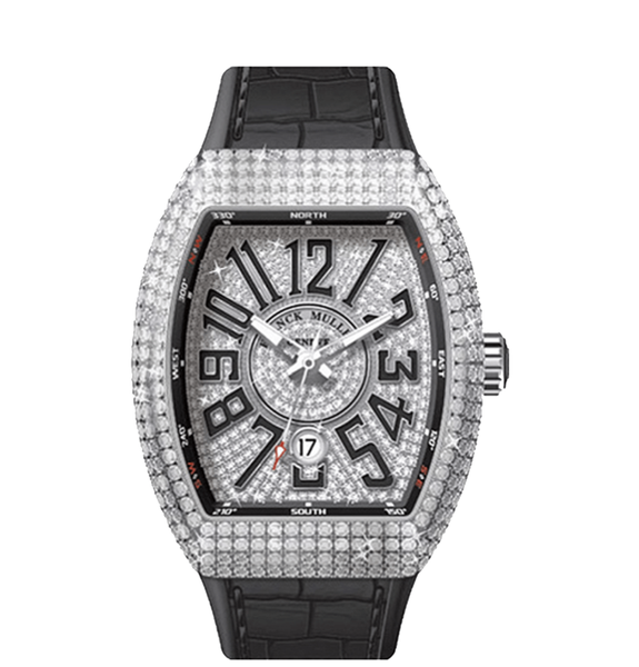  Đồng Hồ Nam Franck Muller Vanguard Steel Full Diamonds 'Silver' 