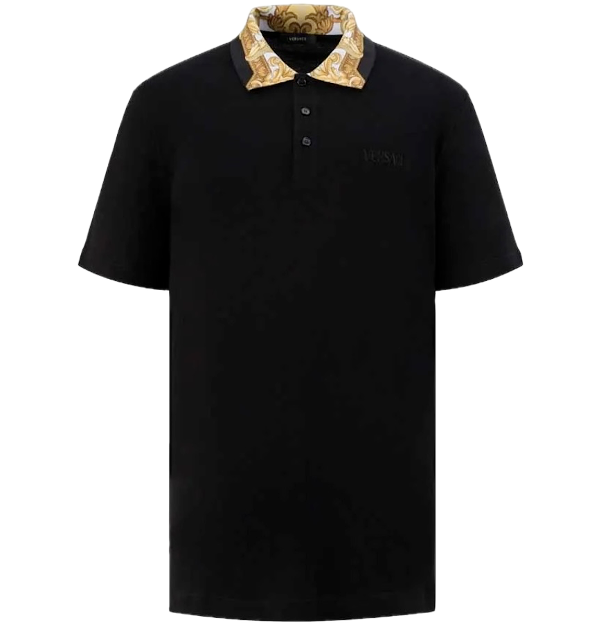  Áo Nam Versace Logo Embroidered Polo 'Black' 