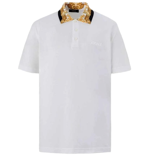  Áo Nam Versace Logo Embroidered Polo 'White' 