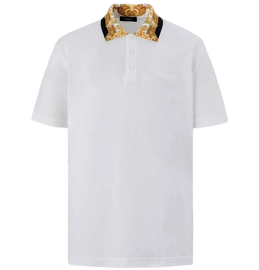  Áo Nam Versace Logo Embroidered Polo 'White' 