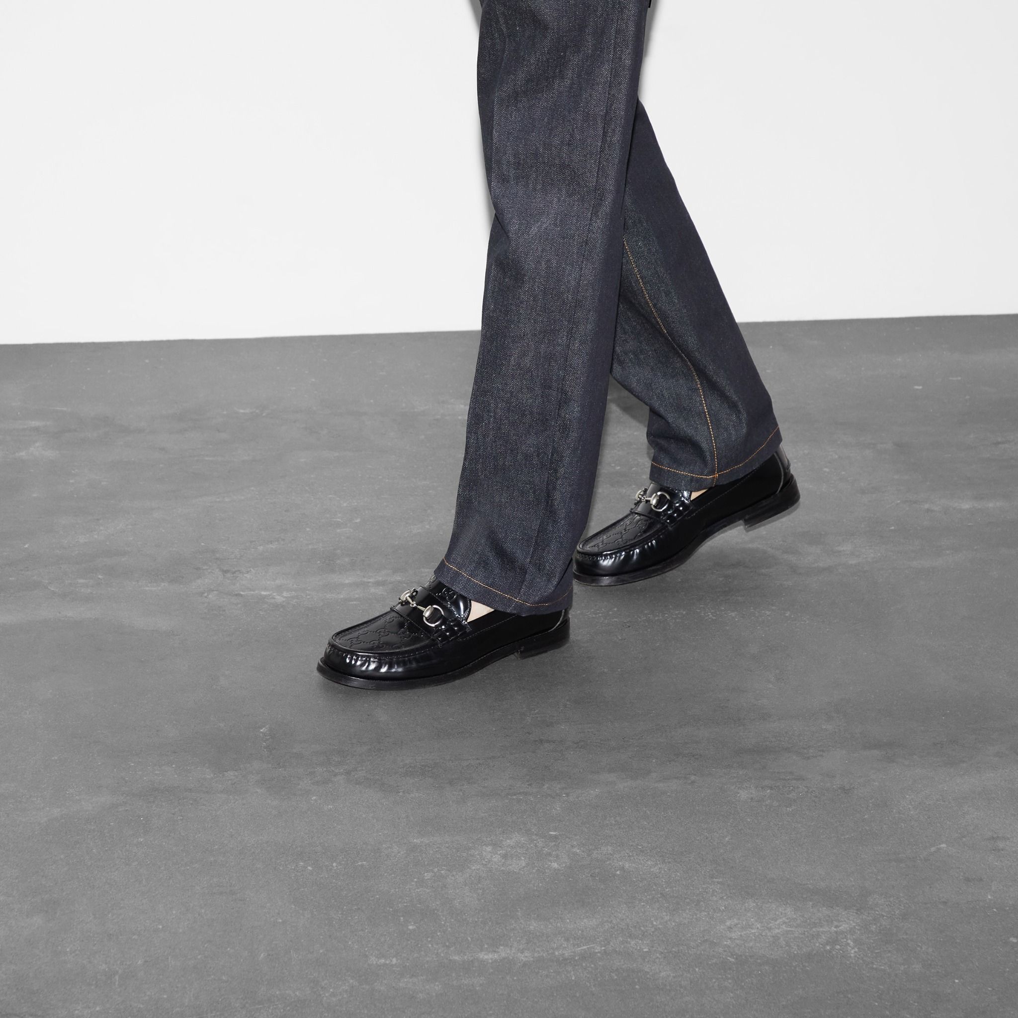 GG HORSEBIT LOAFER IN BEIGE MIX BLACK WOOL AND LAMB FUR LINING