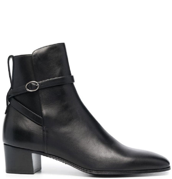  Giày Nam Saint Laurent Terry Jodhpur Boots In Smooth Leather 'Noir' 