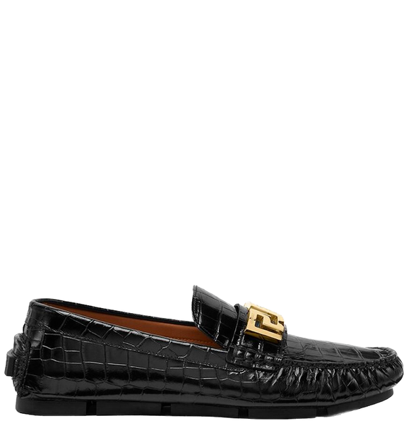  Giày Nam Versace Greca Croc-effect Loafers 'Black' 