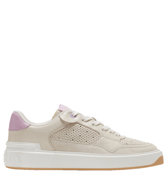  Giày Nữ Balmain B-Court Flip Leather Sneakers 'Beige' 