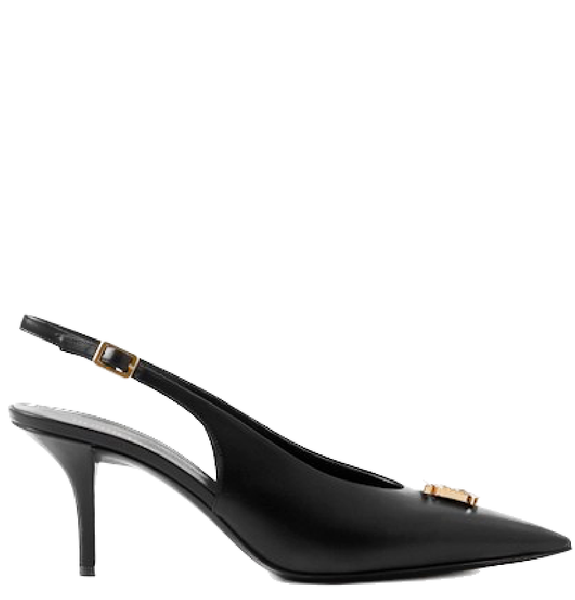  Giày Nữ Burberry Monogram Motif Leather Slingback Pumps 'Black' 