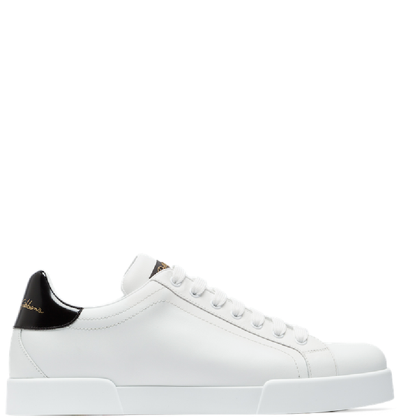  Giày Nữ Dolce & Gabbana Leather Portofino Sneakers 'Black White' 