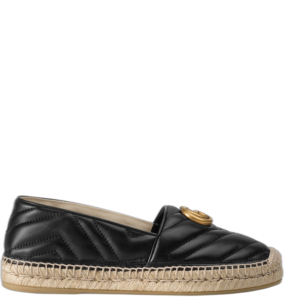  Giày Nữ Gucci Leather Espadrille With Double G 'Black' 