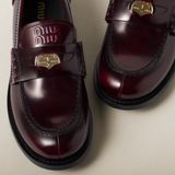  Giày Nữ Miu Miu Leather Loafers 'Crimson' 