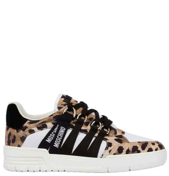  Giày Nữ Moschino Leopard-print Streetball Sneakers 'Tan' 