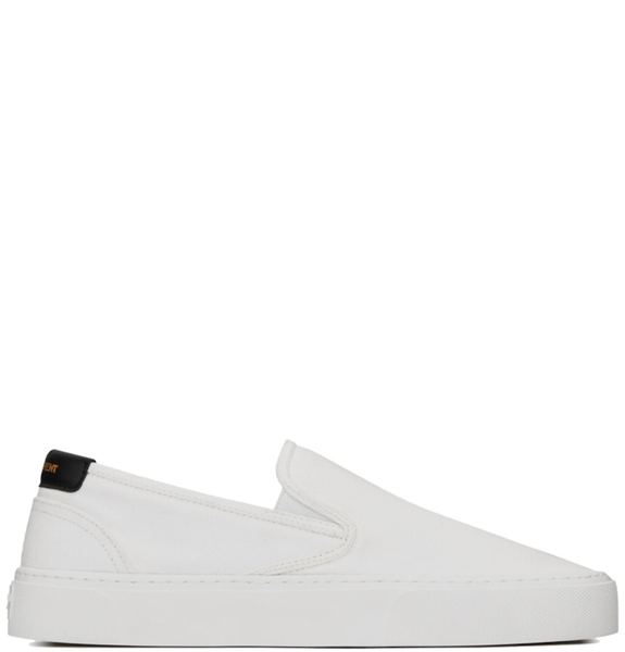  Giày Nữ Saint Laurent Venice Slip-On Sneakers In Canvas Leather 'Optic White' 