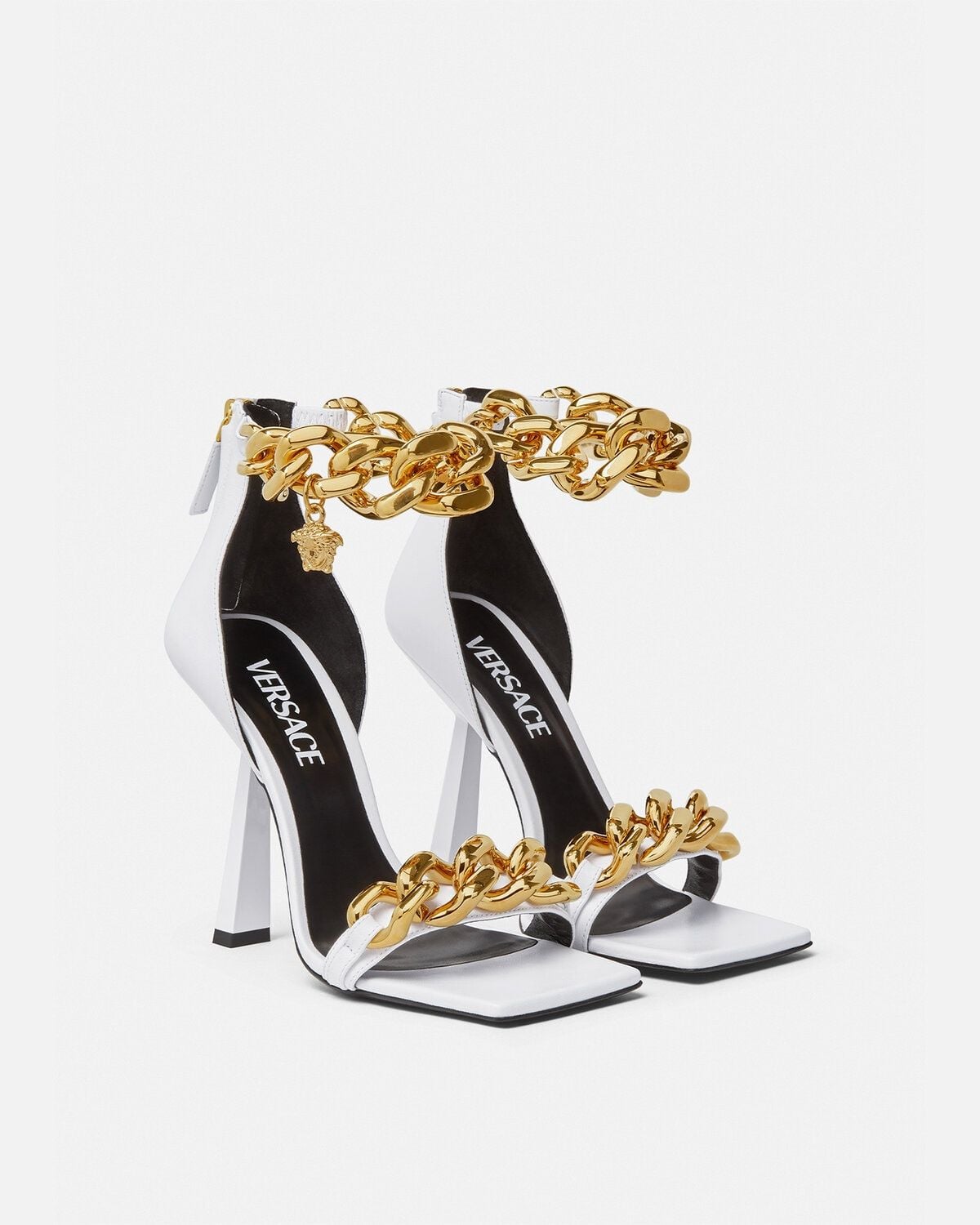  Giày Nữ Versace Medusa Chain Sandals 'White' 