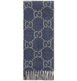  Khăn Gucci GG Jacquard Knit Scarf Tassels 'Navy' 