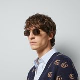  Kính Gucci Rectangular Frame Sunglasses 'Gold' 