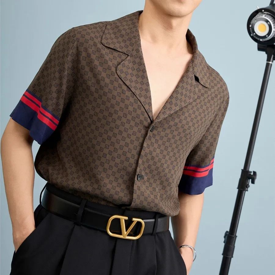  Thắt Lưng Nam Valentino Belt With V Logo 'Black' 