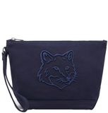  Túi Maison Kitsune Fox Head Zipped Pouch 'Blue' 