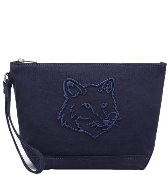  Túi Maison Kitsune Fox Head Zipped Pouch 'Blue' 