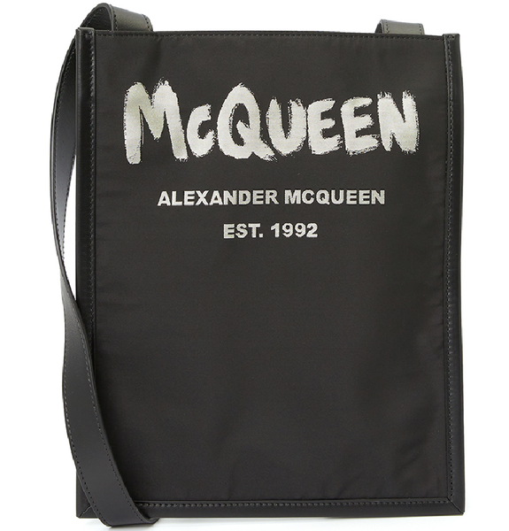  Túi Nam Alexander McQueen Graffiti Logo Flat Shoulder Bag 'Black' 