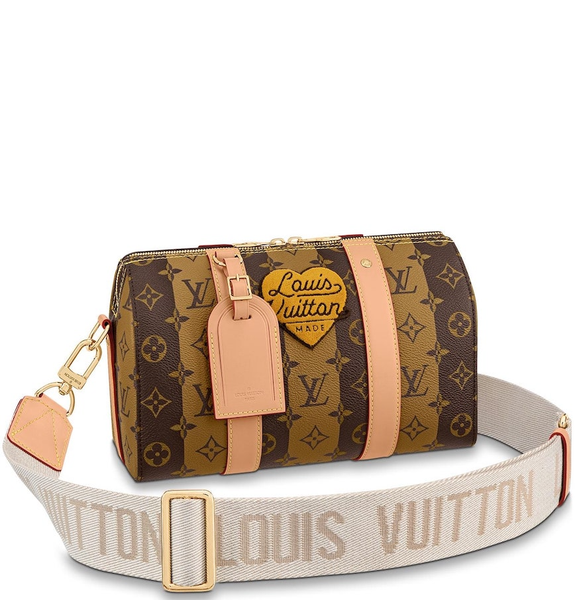  Túi Nam Louis Vuitton City Keepall Monogram Stripes 'Brown Canvas' 