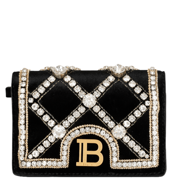  Ví Nữ Balmain B-buzz Velvet Pearl Card Holder 'Black' 