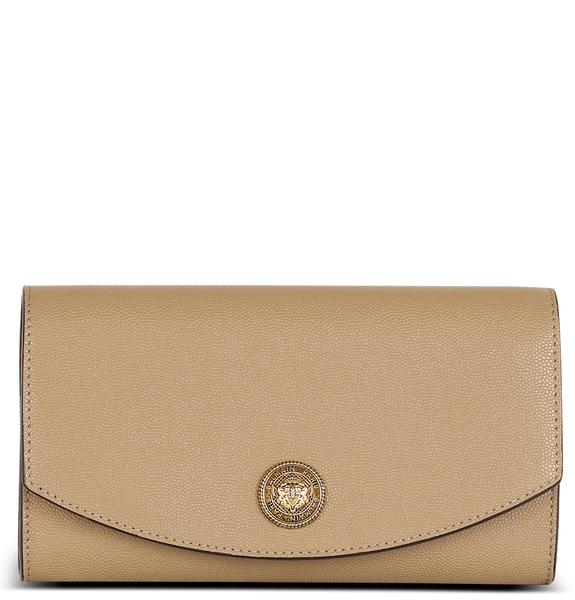  Ví Nữ Balmain Emblème Grained Calfskin Clutch 'Brown' 
