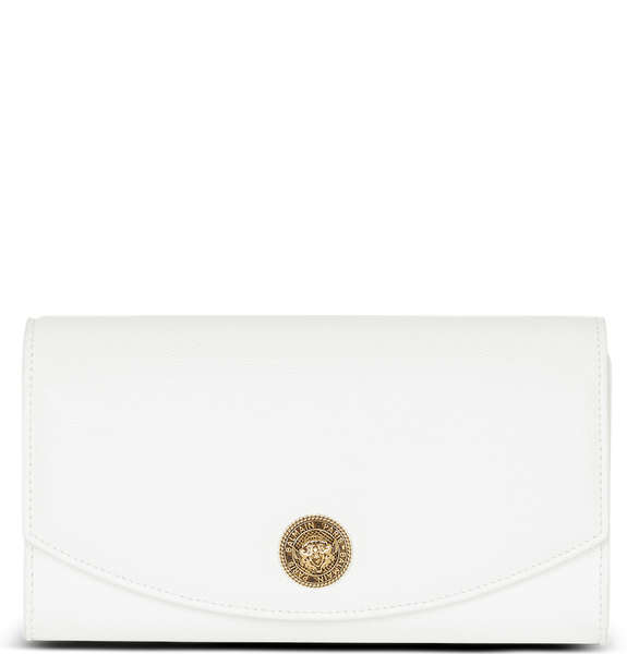  Ví Nữ Balmain Emblème Grained Calfskin Clutch 'White' 