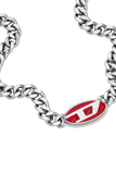  Dây Chuyền Diesel Red Enamel Stainless Chain Necklace 'Silver' 