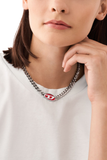  Dây Chuyền Diesel Red Enamel Stainless Chain Necklace 'Silver' 