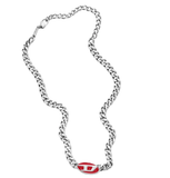  Dây Chuyền Diesel Red Enamel Stainless Chain Necklace 'Silver' 