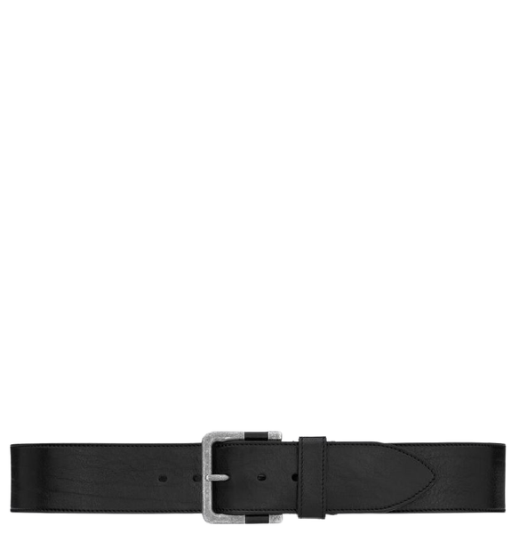  Thắt Lưng Nam Saint Laurent Carree Buckle Wide Belt In Vegetable-Tanned Leather 'Black' 