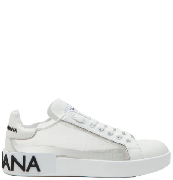  Giày Nữ Dolce & Gabbana Portofino Sneakers Nappa Leather Mesh 'White' 