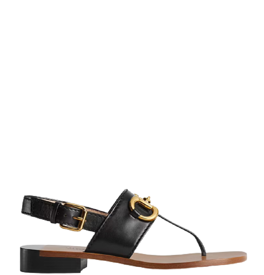  Dép Nữ Gucci Sandal With Horsebit  Leather 'Black' 
