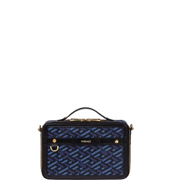  Túi Nữ Versace La Greca Signature Messenger 'Black Blue' 
