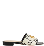  Dép Gucci Nữ GG Slide Sandal Leather 'Black White' 