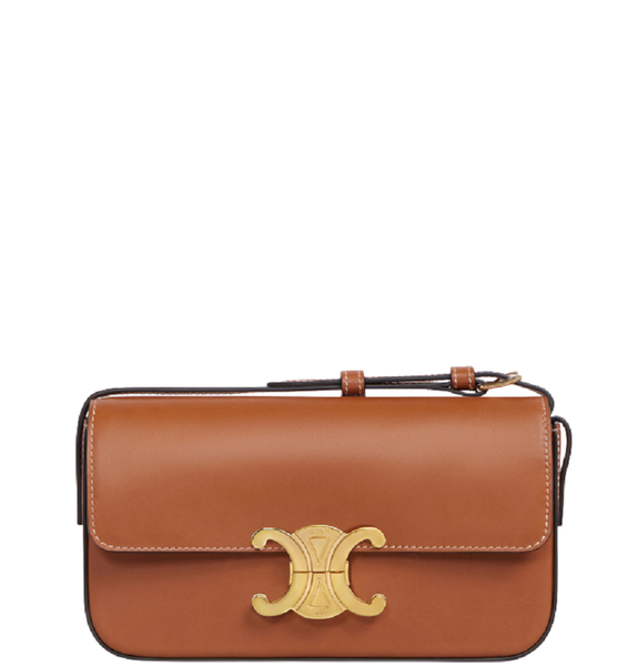  Túi Nữ Celine Triomphe Shoulder Bag In Natraul Calfskin 'Brown' 